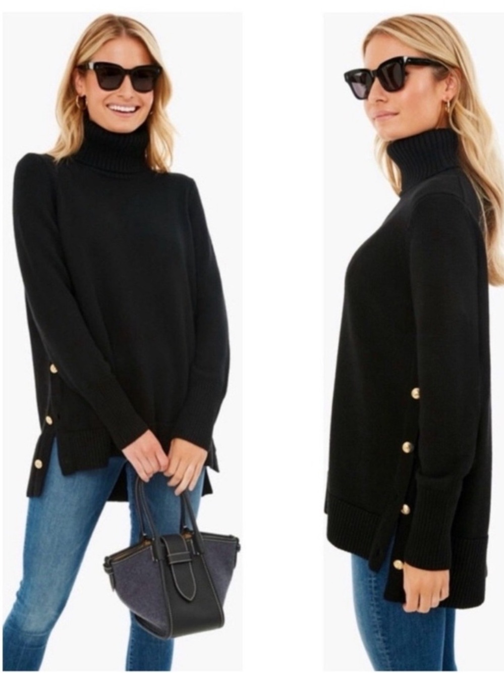 Tuckernuck Black Sophia Turtleneck Sweater 100% Wool Size XS NWT